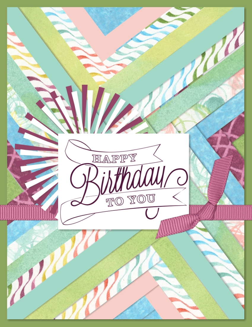 Digital birthday card with a herringbone background using Be Yourself designer series papers