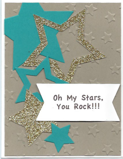 handmade congratulation card using stars framelits and Lucky Stars embossing folder