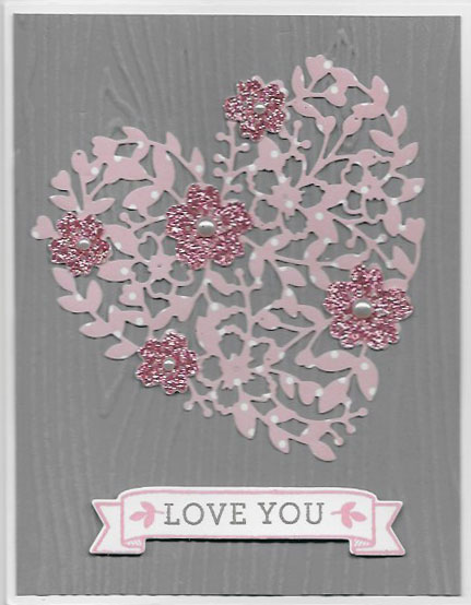 Handmade Valentine card using Bloomin' Heart Thinlits