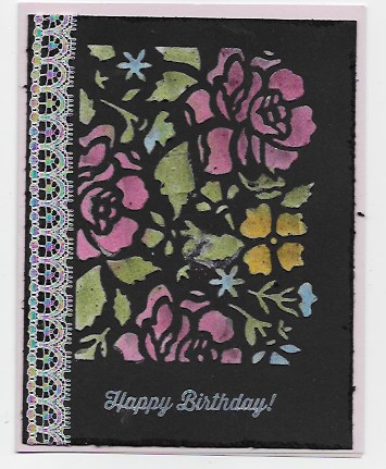 Birthday card with sponged ink on embossing paste