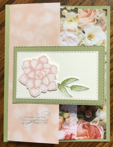 closed handmade card that shows both sides of a designer series paper