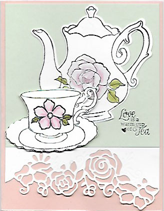 jhandmade card using the Tea Together stamp set and corresponding free SAB Tea Time Framelits