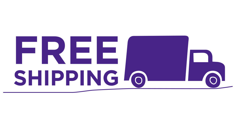 Image shows a truck and words free shipping