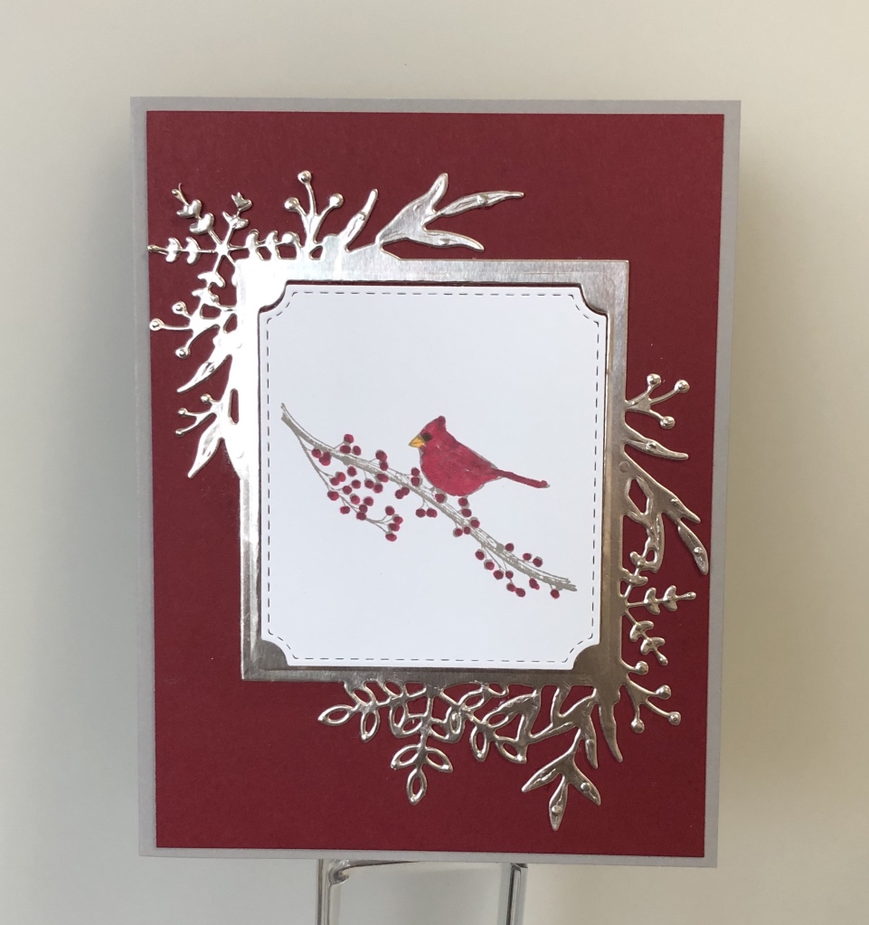 Handmade card created with Christmas Countdown stamp set and Frosted Frames Dies, two new stamping toys I just ordered