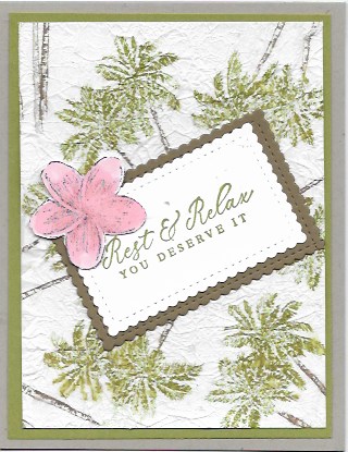 Handmade card using the Faux Silk Technique and Timeless Tropical Stamp Set