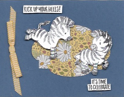 Handmade birthday card created with Zany Zebras stamp set