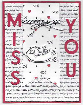 Miss you card created with the Pampered Pets bundle, Playful Pets Designer Series Paper and Playful Alphabet Dies.