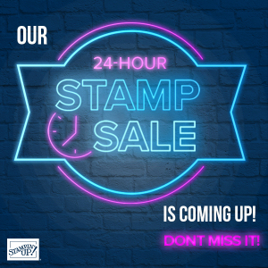 Flyer about Stampin' Up!'s One-Day-Only Sale of selected stamps at 15% off