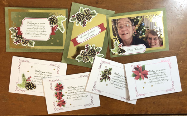 Cards made with the Joy of Sharing card kit and Wonder of the Season Memories & More Cards & Envelopes