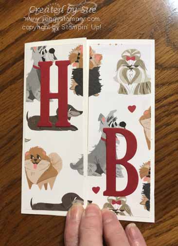 photo is of a handmade birthday card with various dogs on the front
