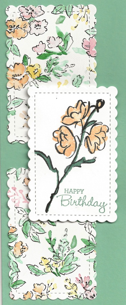 slimline card created with my favorite dsp Hand-Penned and Color & Contours stamp set