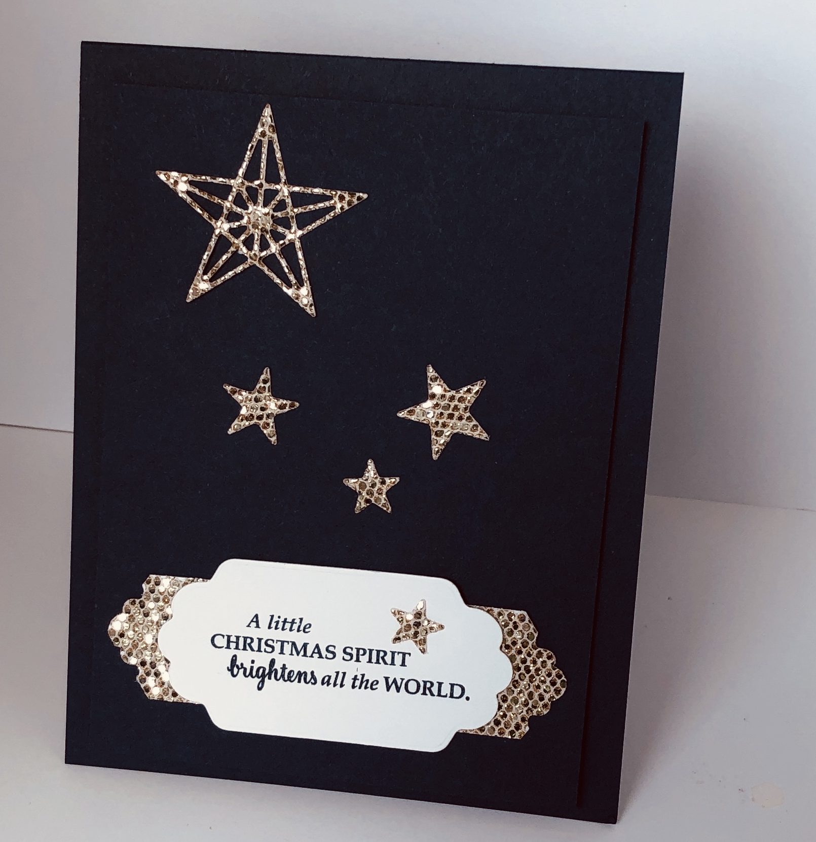 Handmade Christmas card created with the Stitched Stars Dies that went from meh to wow!