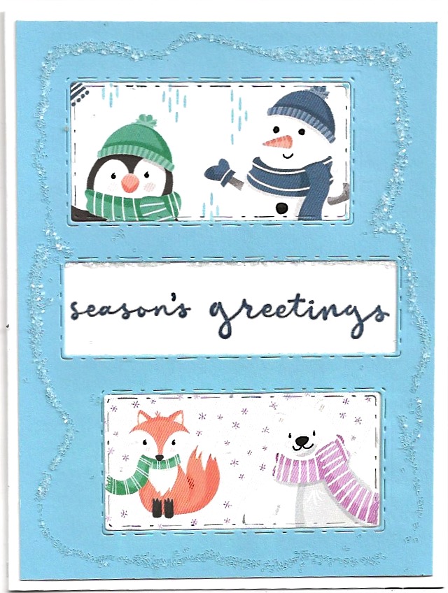 Handmade card created with the free Penguin Playmates designer series paper and the Picture This Dies.