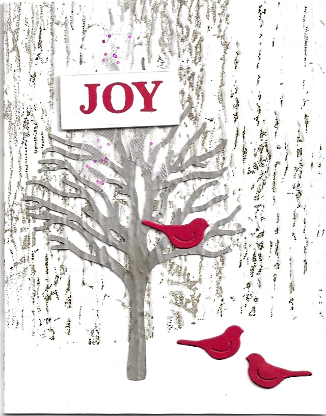 Handmade Beautiful Trees Mistake Christmas card created with the Bark embossing folder and Beautiful Trees dies.