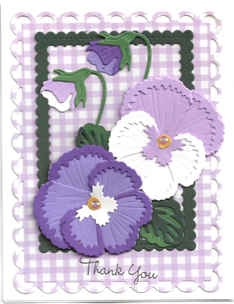 Handcrafted card using the Pansy dies