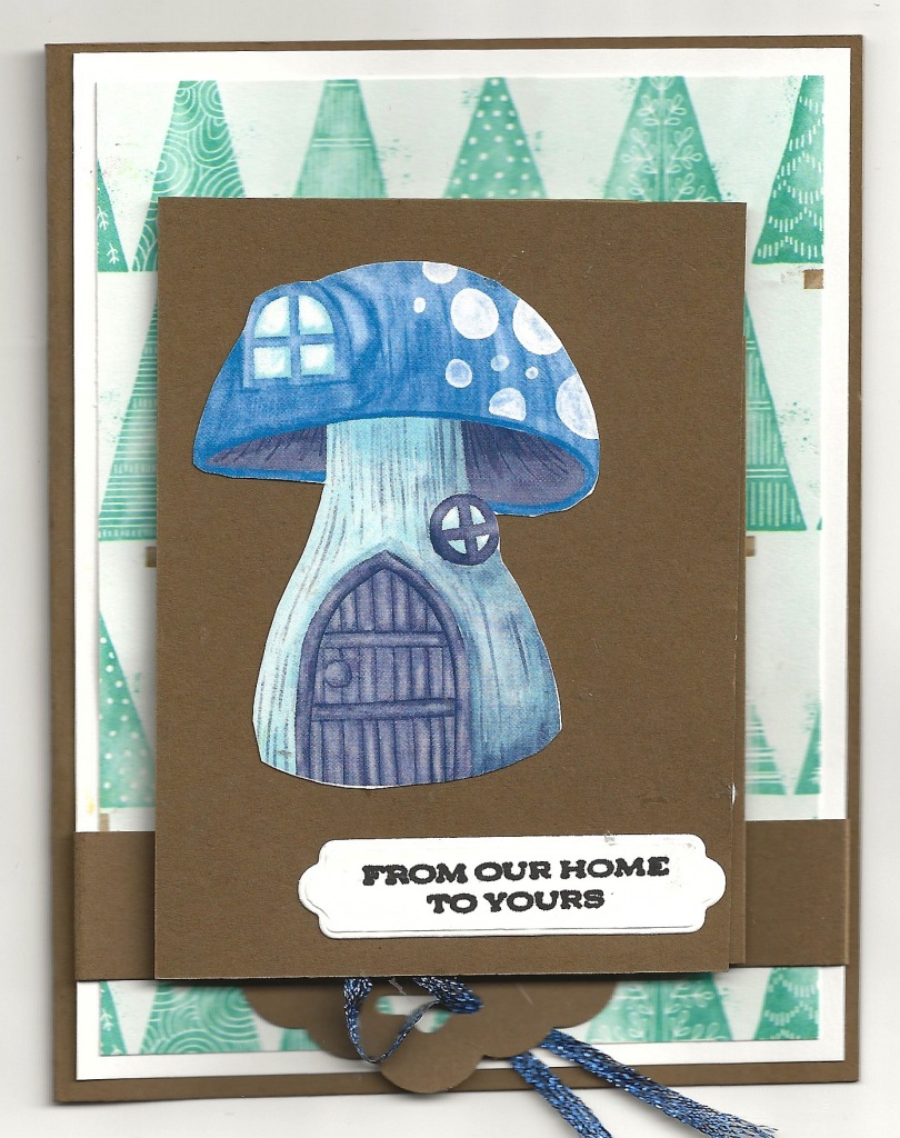 Image shows handmade waterfall card with Kindest Gnomes bundle
