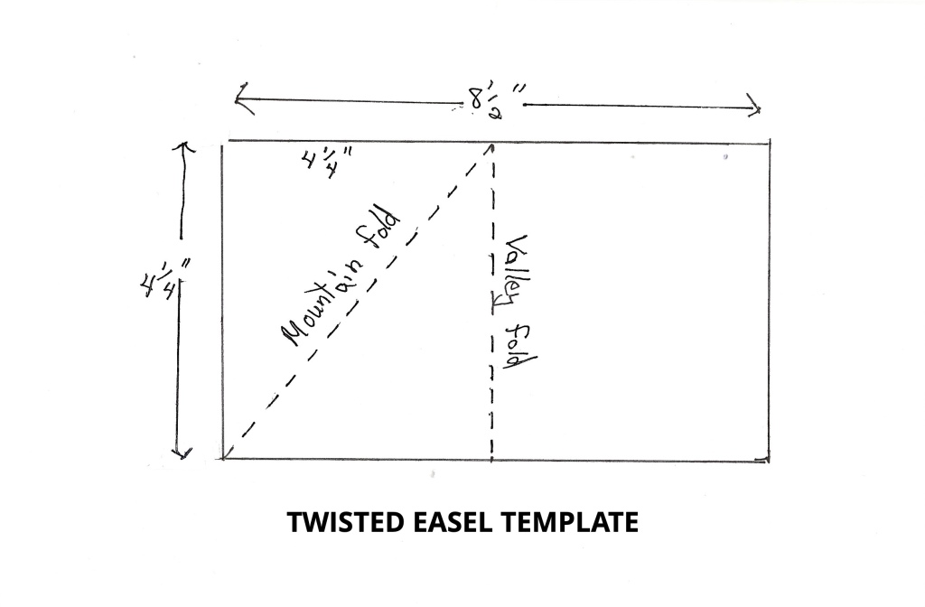 image is a scoring template for the Twisted Easel fancy fold
