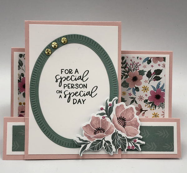 November Bundle of the Month used to create a spring-themed birthday card using all of the Fitting Florets Collection