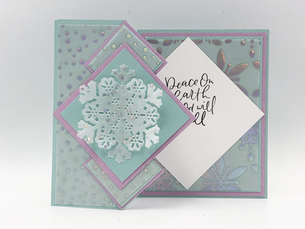 open view of Beautiful Iridescent Snowflake Z-fold Card