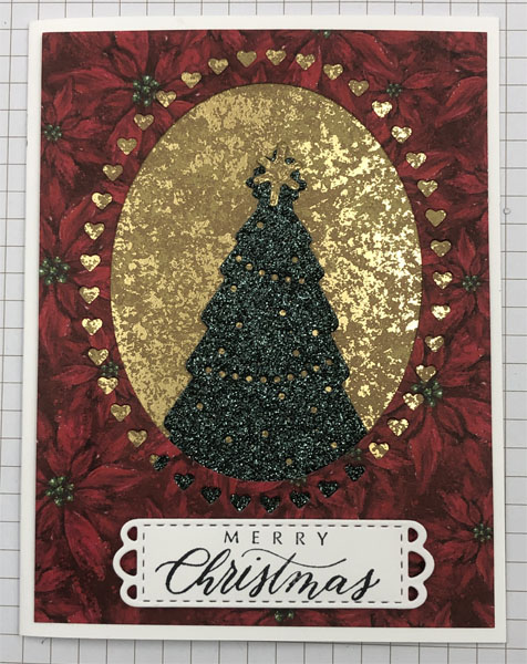 image is of the Beautiful Oh Christmas Tree Christmas Card created with a Twinkling Lights die and a Framed Florets die