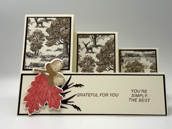 photo is of a beautiful autumn toile side-step card