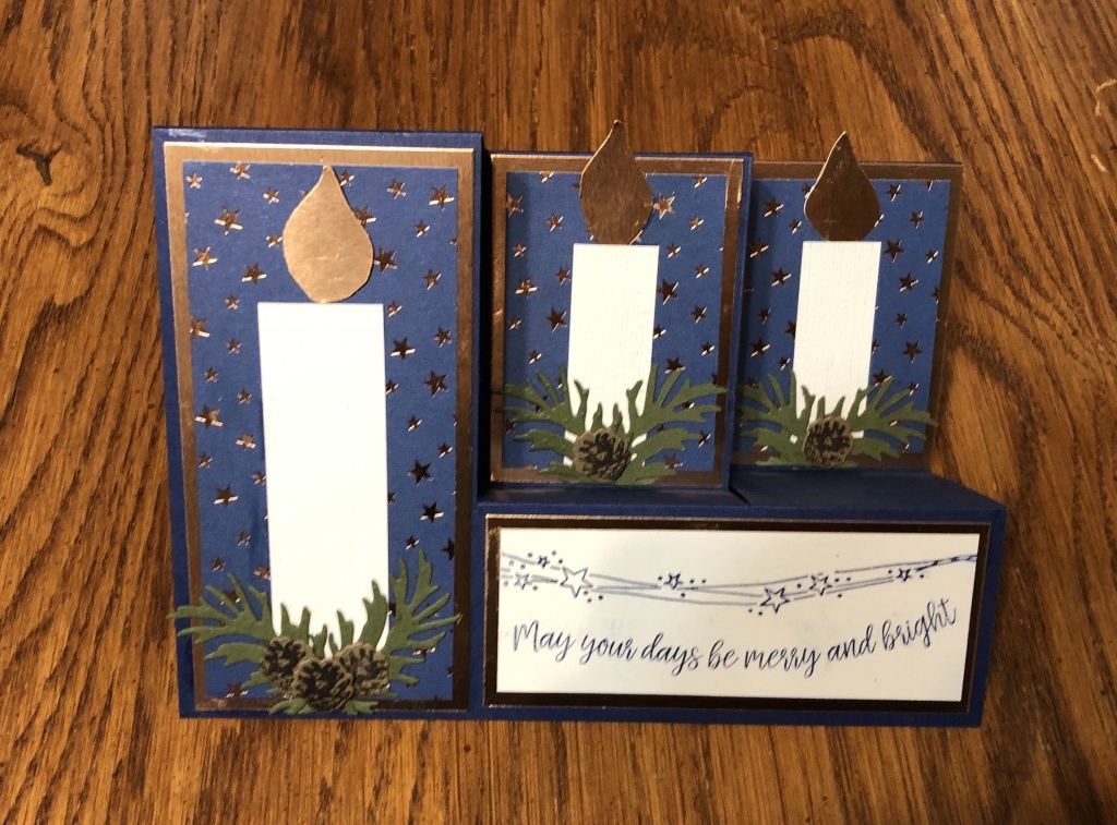 Christmas card created with the same tutorial used for the beautiful Autumn Toile Side-step card.