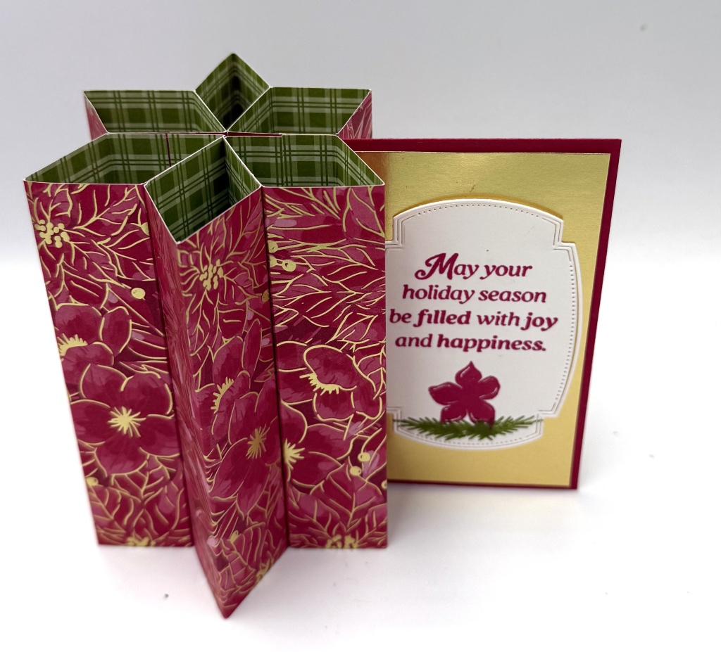 image is of a 3D Christmas Card created with Traditions of Christmas Specialty Designer Series Paper